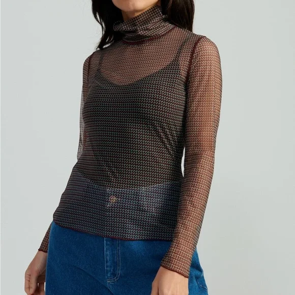 Canova Fonda Turtleneck in Pistachio/Vino size M - Picture 1 of 2